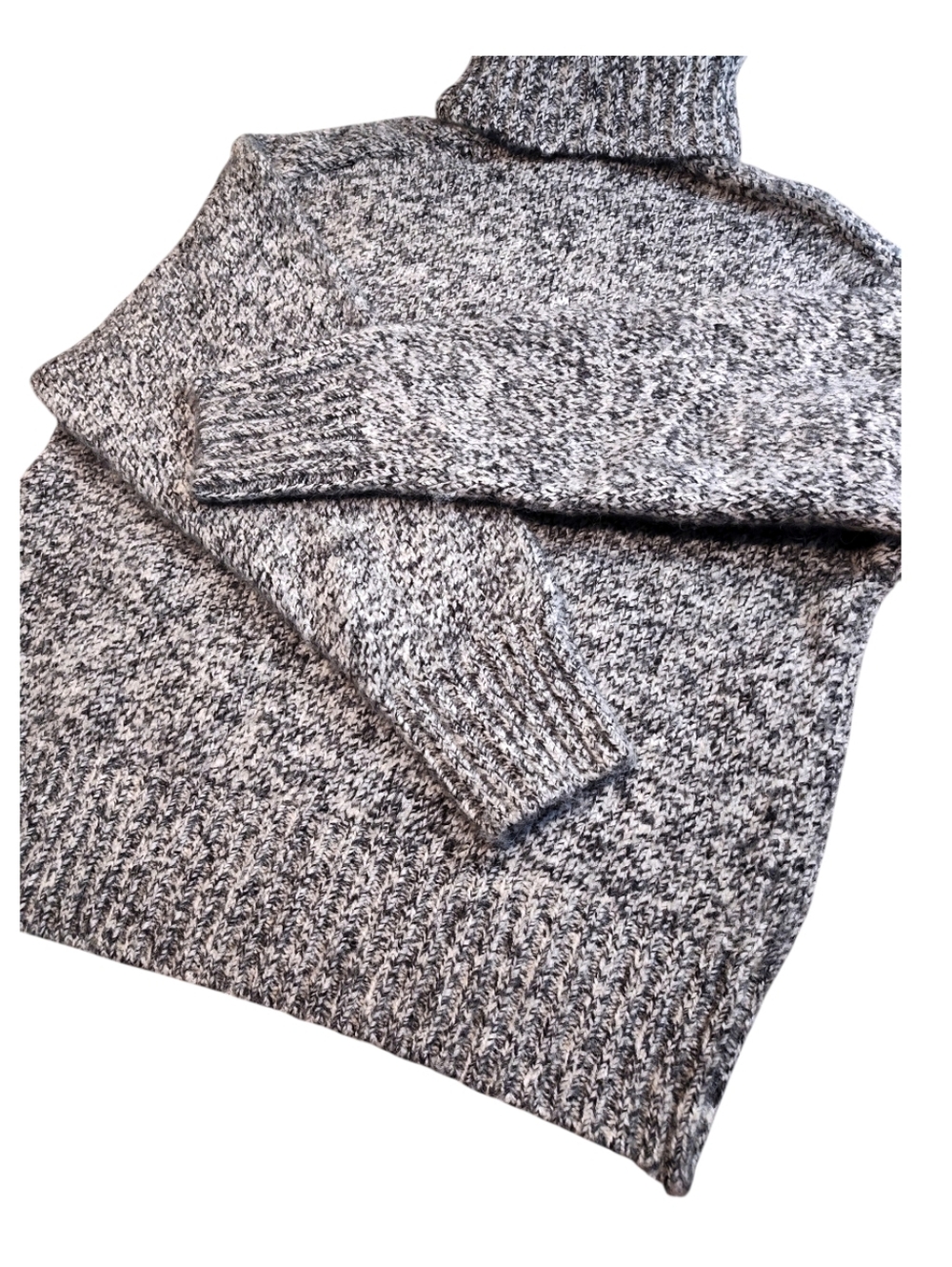 ZARA Grey Marled Chunky Knit Turtleneck Sweater Womens Size Medium - Picture 6 of 14